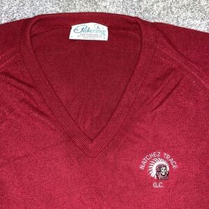 Vintage Pickering Natchez Trace old logo Indian chief golf sweater sweatshirt L